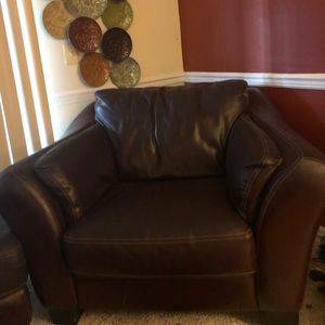 Leather chair & ottoman